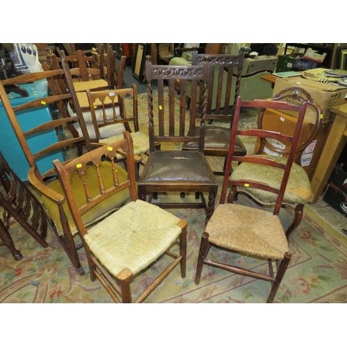729 - A MIXED SET OF SEVEN ASSORTED CHAIRS TO INC A PAIR OF 1930 BARLEYTWIST EXAMPLES (7)