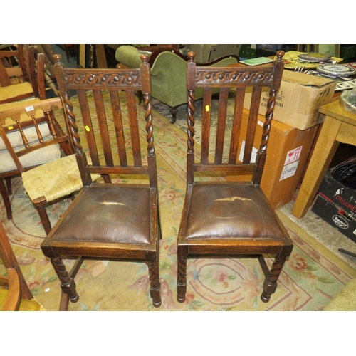 729 - A MIXED SET OF SEVEN ASSORTED CHAIRS TO INC A PAIR OF 1930 BARLEYTWIST EXAMPLES (7)