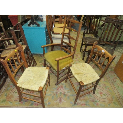 729 - A MIXED SET OF SEVEN ASSORTED CHAIRS TO INC A PAIR OF 1930 BARLEYTWIST EXAMPLES (7)