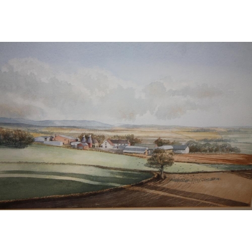 22 - A GILT FRAMED AND GLAZED WATERCOLOUR OF A RURAL LANDSCAPE SIGNED GRAHAM L ADAMS '84 - 54 CM BY 36 CM