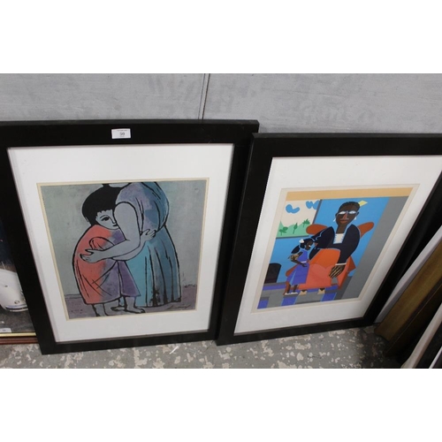 50 - A COLLECTION OF PRINTS TO INCLUDE AN 'ART ACTION AUCTION' PRINT, MODERNIST FIGURATIVE PRINT, AN UNFR... 