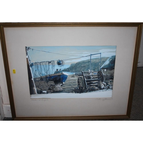 110 - ANTHONY G HUDSON (XIX). 'Harbour at Cadgwith' and 'St Ives Harbour', signed lower right to the mount... 