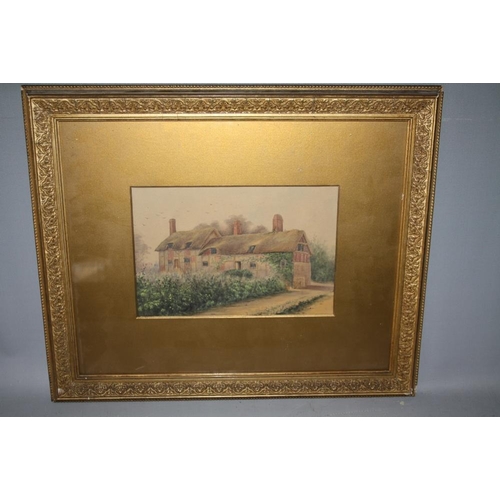 115 - WILLIAM WELLS QUATREMAINE (XIX-XX). Study of 'Anne Hathaway's cottage, Shottery', see label verso, s... 
