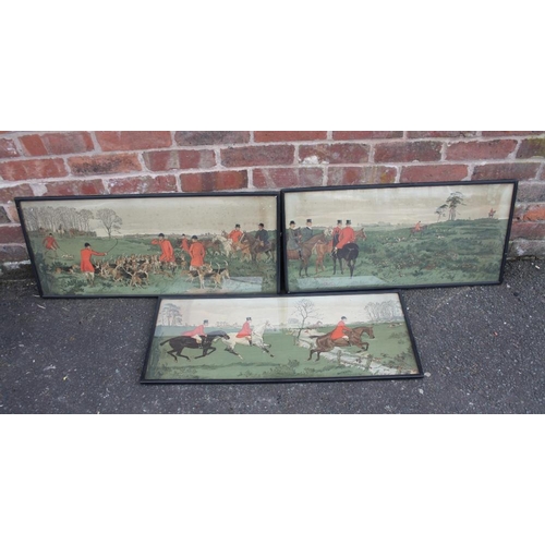 25 - CHAS E. BALDOCK (XIX-XX). A set of three framed and glazed landscape hunting prints with huntsmen an... 