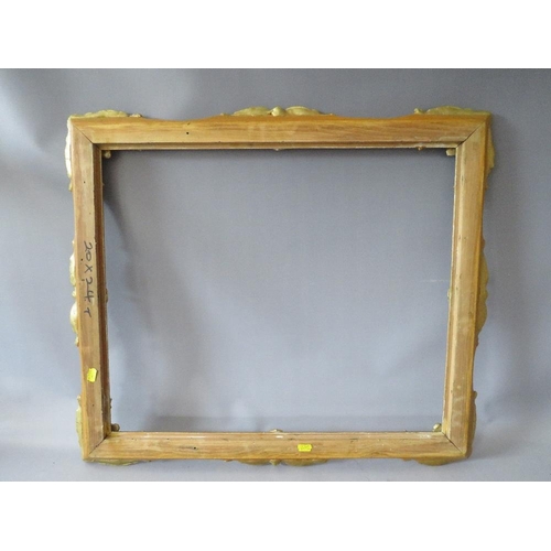 61 - A 19TH CENTURY GOLD SWEPT FRAME, with some restoration, frame W 7 cm, rebate 62 x 52 cm