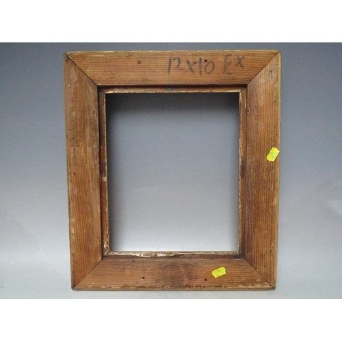 62 - A 19TH CENTURY DECORATIVE GOLD FRAME, with acanthus leaf design to edges and corner embellishments, ... 