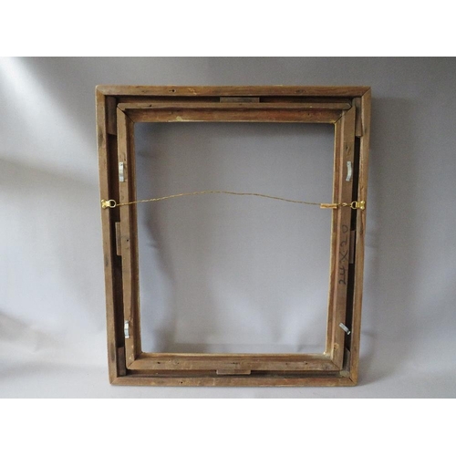 64 - A 19TH CENTURY GOLD SWEPT FRAME, with some restoration, frame W 8 cm, rebate 63 x 51 cm