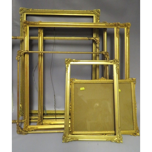 65 - A SELECTION OF EIGHT LATE 19TH / EARLY 20TH CENTURY GOLD DECORATIVE WATERCOLOUR FRAMES, with some re... 