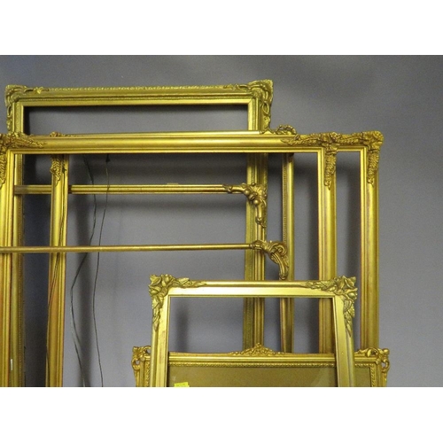 65 - A SELECTION OF EIGHT LATE 19TH / EARLY 20TH CENTURY GOLD DECORATIVE WATERCOLOUR FRAMES, with some re... 