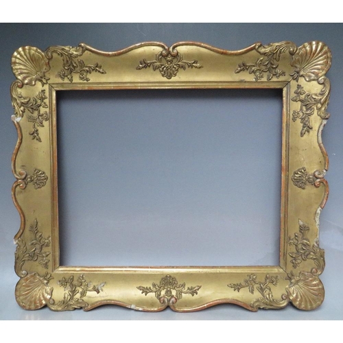 67 - A LATE 18TH / EARLY 19TH CENTURY GOLD DECORATIVE FRAME, with corner embellishments, frame W 8 cm,  r... 