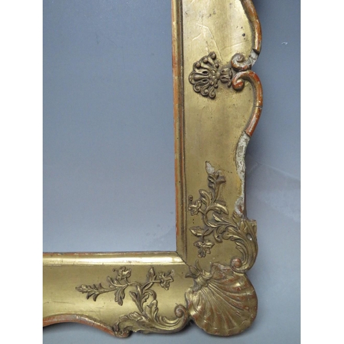 67 - A LATE 18TH / EARLY 19TH CENTURY GOLD DECORATIVE FRAME, with corner embellishments, frame W 8 cm,  r... 