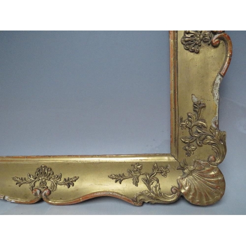 67 - A LATE 18TH / EARLY 19TH CENTURY GOLD DECORATIVE FRAME, with corner embellishments, frame W 8 cm,  r... 