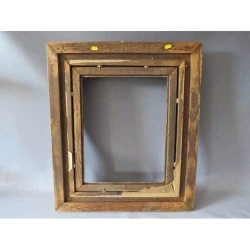 69 - A PAIR OF 19TH CENTURY DECORATIVE GOLD FRAMES, with acanthus leaf design to outer edge and gold slop... 