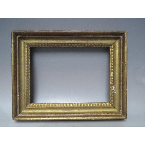 71 - A LATE 18TH / EARLY 19TH CENTURY GOLD FRAME, with decorative design to inner edge, frame W 5.5 cm,  ... 