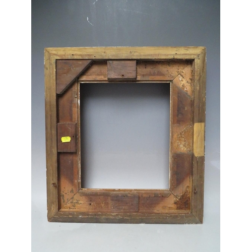 72 - A 19TH CENTURY GOLD FRAME WITH EGG AND DART DESIGN TO OUTER EDGE, frame W 9 cm, rebate 30 x 26 cm