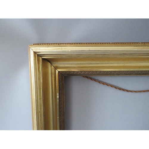 73 - A 19TH CENTURY GOLD FRAME WITH DECORATIVE INNER EDGE, frame W 8 cm, rebate 37 x 52 cm