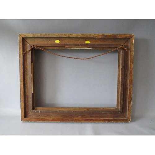 73 - A 19TH CENTURY GOLD FRAME WITH DECORATIVE INNER EDGE, frame W 8 cm, rebate 37 x 52 cm