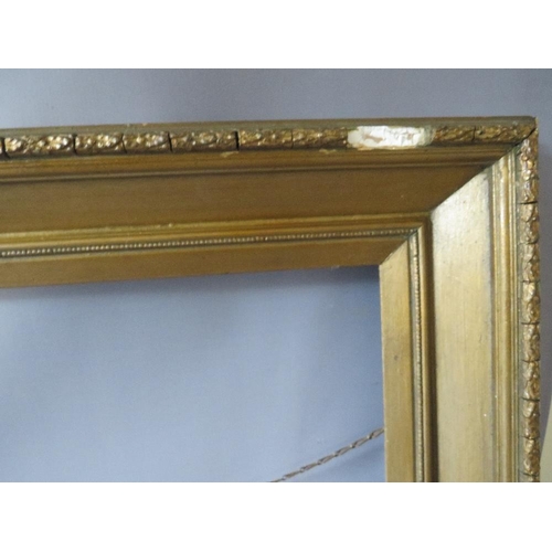 74 - A PAIR OF 19TH CENTURY GOLD FRAMES A/F, with decorative design to outer edge, frame W 11 cm, rebates... 