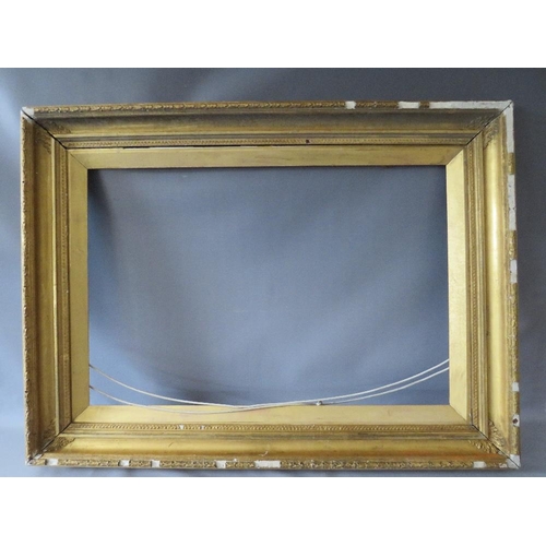 76 - A PAIR OF 19TH CENTURY GOLD FRAMES A/F, with acanthus leaf design to outer edge, with gold slips, fr... 