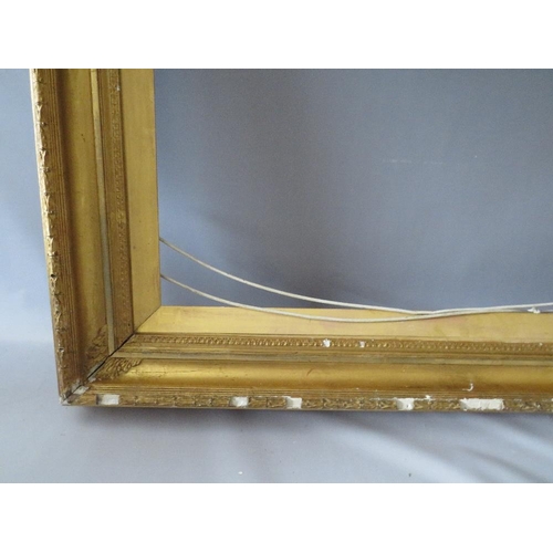 76 - A PAIR OF 19TH CENTURY GOLD FRAMES A/F, with acanthus leaf design to outer edge, with gold slips, fr... 