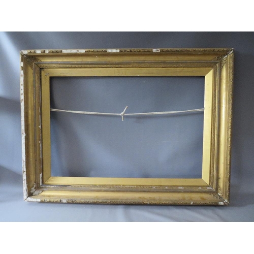 76 - A PAIR OF 19TH CENTURY GOLD FRAMES A/F, with acanthus leaf design to outer edge, with gold slips, fr... 