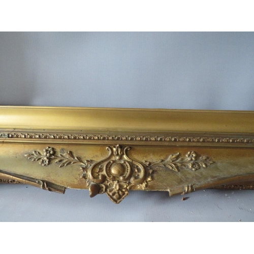 78 - A 19TH CENTURY DECORATIVE GOLD SWEPT FRAME WITH GOLD SLIP, frame W 10 cm, slip rebate 61 x 41 cm, fr... 