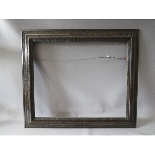 79 - A LATE 19TH / EARLY 20TH CENTURY FAUX TORTOISESHELL DUTCH FRAME, frame W 9 cm, rebate 54 x 65 cm
