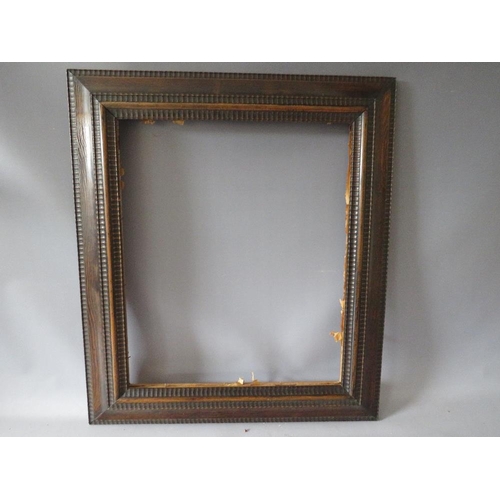 80 - A 19TH CENTURY DUTCH DECORATIVE WOODEN FRAME, frame W 9.5 cm, rebate 48 x 57 cm