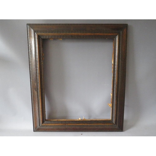 80 - A 19TH CENTURY DUTCH DECORATIVE WOODEN FRAME, frame W 9.5 cm, rebate 48 x 57 cm