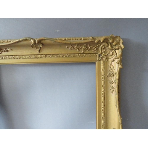 81 - A 19TH CENTURY GOLD SWEPT FRAME WITH RESTORATION, frame W 8 cm, rebate 52 x 42 cm
