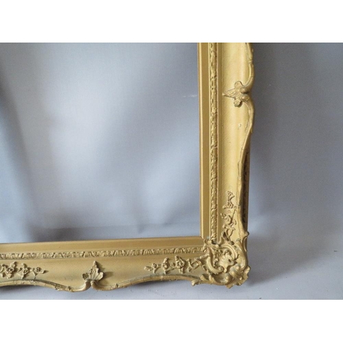 81 - A 19TH CENTURY GOLD SWEPT FRAME WITH RESTORATION, frame W 8 cm, rebate 52 x 42 cm