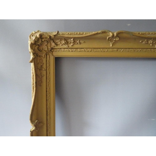 81 - A 19TH CENTURY GOLD SWEPT FRAME WITH RESTORATION, frame W 8 cm, rebate 52 x 42 cm