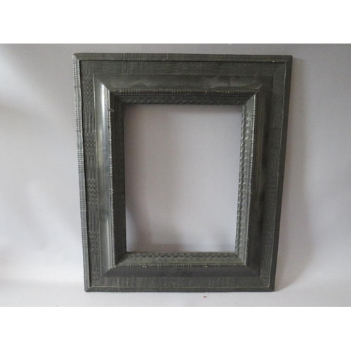 83 - A LATE 19TH / EARLY 20TH CENTURY DUTCH EBONISED FRAME, frame W 13 cm, rebate 42 x 32 cm