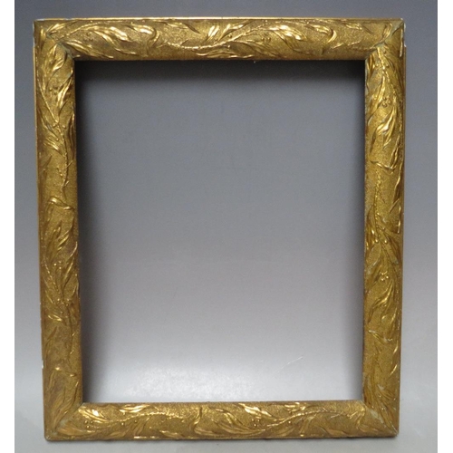85 - A 19TH CENTURY DECORATIVE ART NOUVEAU GOLD FRAME, frame W 4 cm, rebate 34 x 29 cm