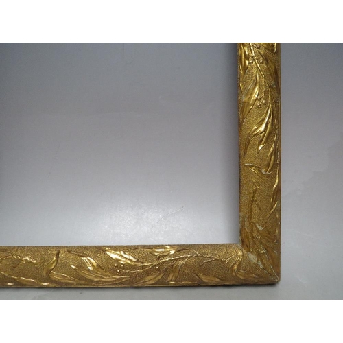 85 - A 19TH CENTURY DECORATIVE ART NOUVEAU GOLD FRAME, frame W 4 cm, rebate 34 x 29 cm