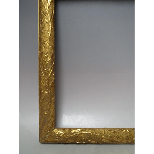 85 - A 19TH CENTURY DECORATIVE ART NOUVEAU GOLD FRAME, frame W 4 cm, rebate 34 x 29 cm