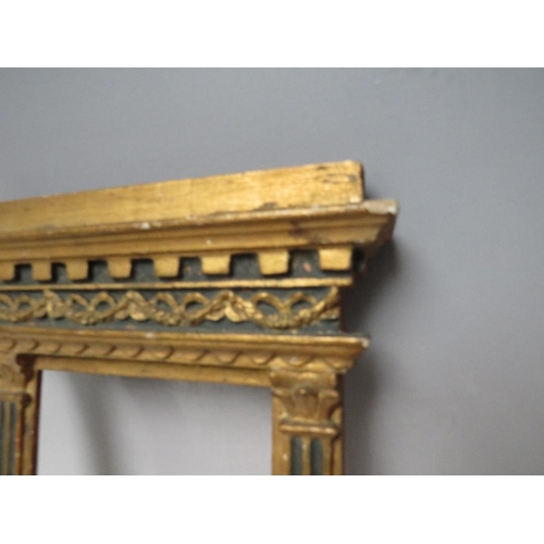 87 - A 19TH CENTURY GOLD GRAND TOUR FRAME, frame W 2 cm at sides, approx 6 cm top and bottom, rebate 16 x... 