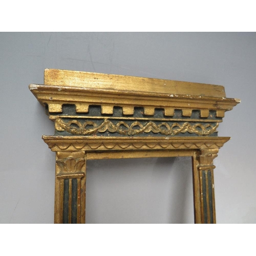 87 - A 19TH CENTURY GOLD GRAND TOUR FRAME, frame W 2 cm at sides, approx 6 cm top and bottom, rebate 16 x... 