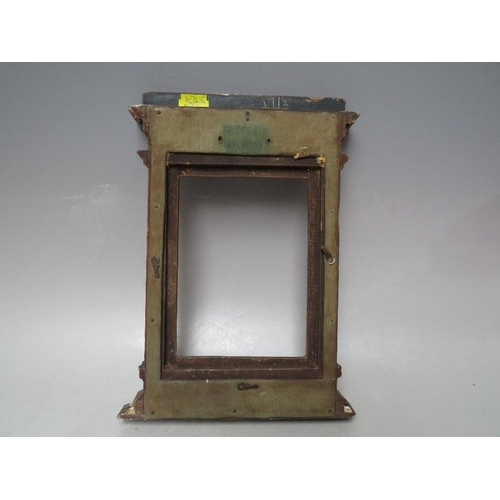 87 - A 19TH CENTURY GOLD GRAND TOUR FRAME, frame W 2 cm at sides, approx 6 cm top and bottom, rebate 16 x... 