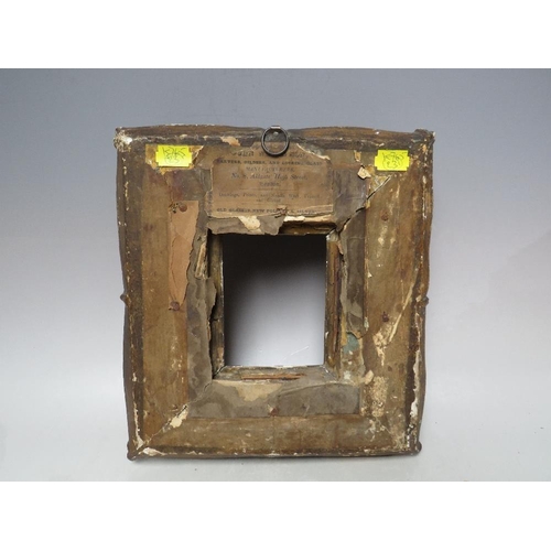 88 - A 19TH CENTURY GOLD SWEPT PORTRAIT MINIATURE FRAME, frame W 8 cm, rebate 11 x 9 cm