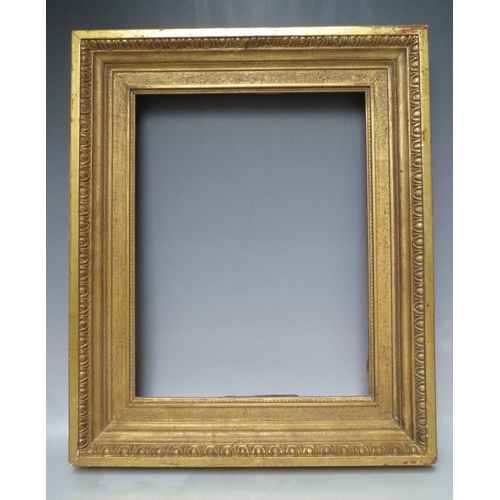 89 - A 19TH CENTURY GILT FRAME WITH EGG AND DART DESIGN TO OUTER EDGE, frame W 9 cm, rebate 44.5 x 34 cm