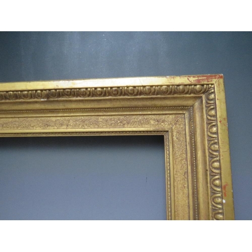 89 - A 19TH CENTURY GILT FRAME WITH EGG AND DART DESIGN TO OUTER EDGE, frame W 9 cm, rebate 44.5 x 34 cm