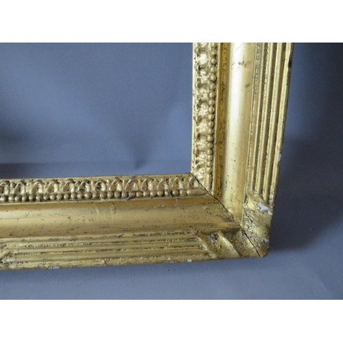 93 - AN 18TH CENTURY GILT FRAME WITH EGG AND DART DESIGN TO OUTER EDGE, frame W 7 cm, rebate 62 x 48 cm