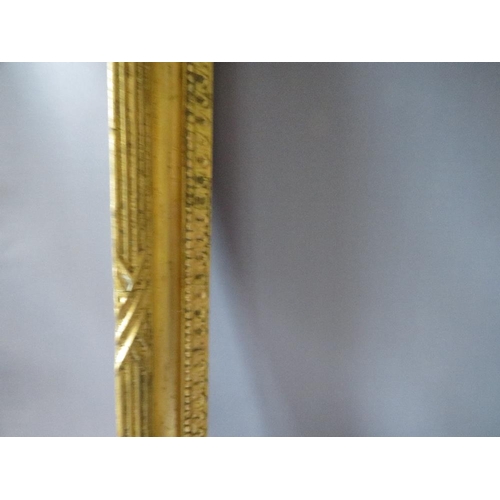 93 - AN 18TH CENTURY GILT FRAME WITH EGG AND DART DESIGN TO OUTER EDGE, frame W 7 cm, rebate 62 x 48 cm