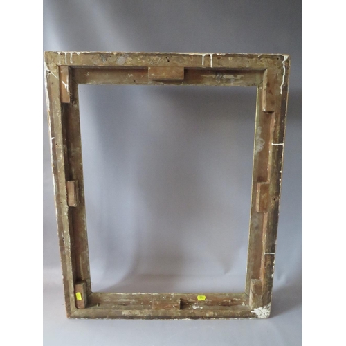 93 - AN 18TH CENTURY GILT FRAME WITH EGG AND DART DESIGN TO OUTER EDGE, frame W 7 cm, rebate 62 x 48 cm