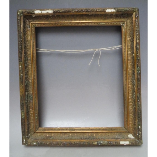 95 - THREE VARIOUS LATE 19TH / EARLY 20TH CENTURY GOLD FRAMES - ALL A/F, average frame W 5 cm, average re... 