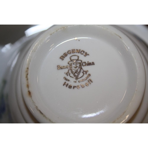 169 - A SMALL BOX OF REGENCY HAREBELL CHINA