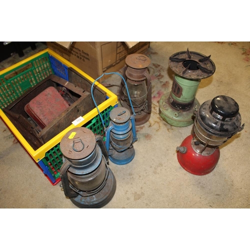 123 - A COLLECTION OF VINTAGE TILLEY LAMPS ETC.