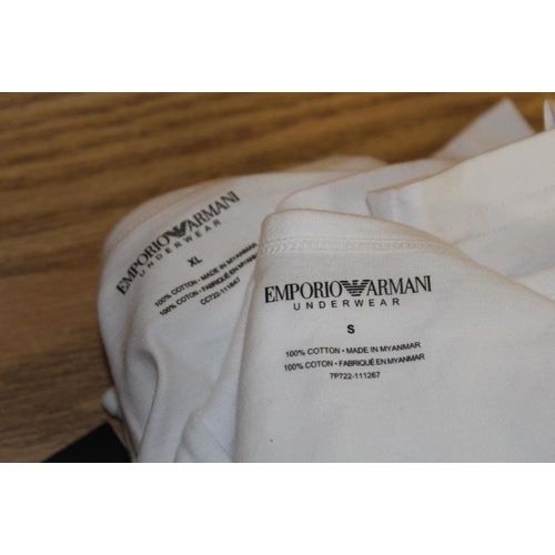 141 - A COLLECTION OF EMPORIO ARMANI UNDERWEAR CREW NECK T SHIRTS WITH TAGS AND CERTIFICATES OF VARIOUS SI... 