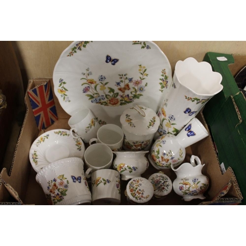148 - A SMALL TRAY OF AYNSLEY COTTAGE GARDEN CERAMICS TO INCLUDE COFFEE CUPS AND SAUCERS